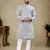 Grey lucknowi work silk straight kurta