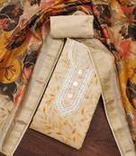 Beige Cotton Digital Printed Unstitched Dress Material
