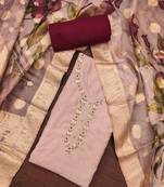 Mauve Cambric Cotton Digital Printed Unstitched Dress Material