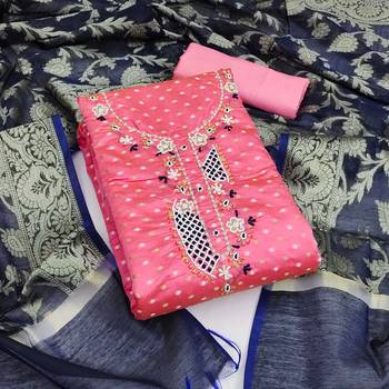 Pink Modal Butti Unstitched Dress Material 2