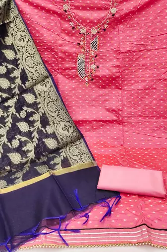 Pink Modal Butti Unstitched Dress Material