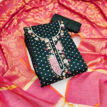 Dark green Modal Butti Unstitched Dress Material 2