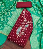 Maroon Modal Butti Unstitched Dress Material