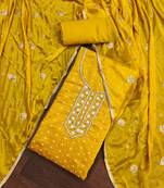 Yellow Modal Butti Unstitched Dress Material