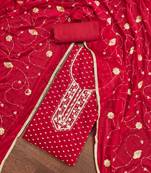 Red Modal Butti Unstitched Dress Material