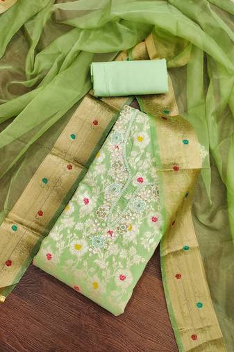 Pista Banarasi Unstitched Dress Material