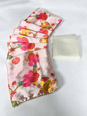 Women'S Softy Silk With Floral Print Saree And Blouse Piece 4