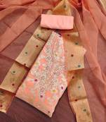 Peach Banarasi Unstitched Dress Material