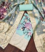 Sky Blue Viscose Organza Unstitched Dress Material