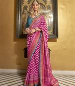Elora Soft Silk Chevron Pattern With Foil Printed Patola Saree (Pink)
