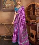 Elora Soft Silk Chevron Pattern With Foil Printed Patola Saree (Pink)
