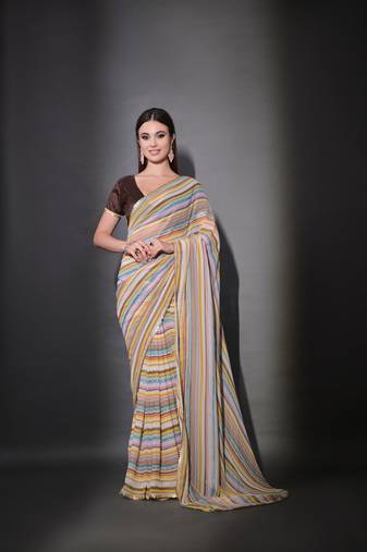 Multi Color Sequins Georgette Saree 