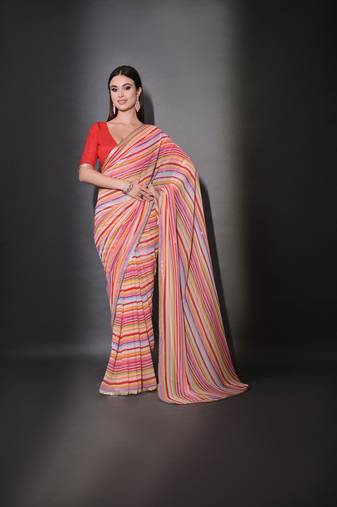 Multi Color Sequins Georgette Saree 