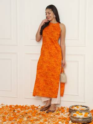 Yellow bandhani straight kurta set 1