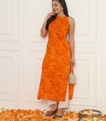 Yellow bandhani straight kurta set