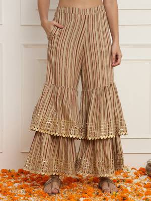 Women floral brown sharara set with dupatta 3