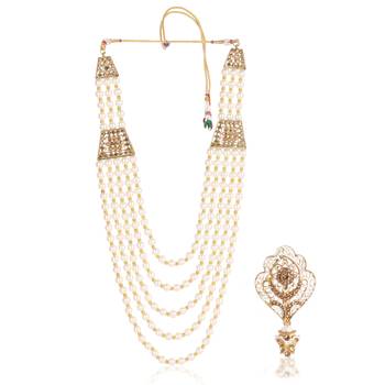   pearl beads dulha groom sherwani mala for   for wedding | layered mala | perfect for groom 2
