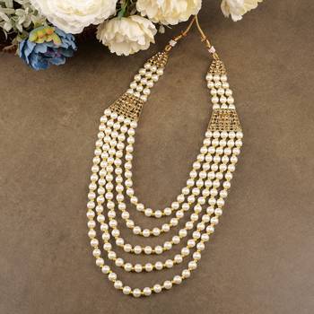   pearl beads dulha groom sherwani mala for   for wedding | layered mala | perfect for groom 1
