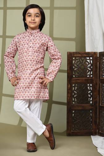 Brown embellished cotton kurta pajama set for boys party,wedding outfits traditional wear