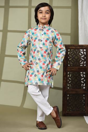 Green embellished cotton kurta pajama set for boys party,wedding outfits traditional wear