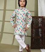 Green embellished cotton kurta pajama set for boys party,wedding outfits traditional wear