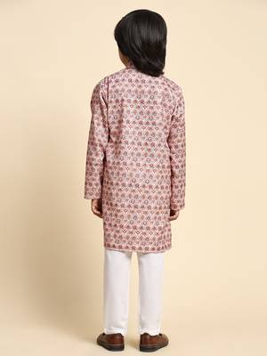 Brown embellished cotton kurta pajama set for boys party,wedding outfits traditional wear 3
