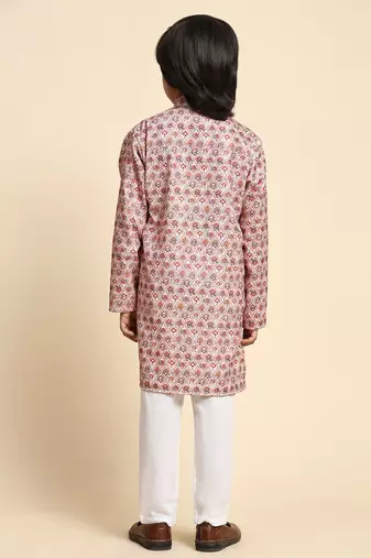 Brown embellished cotton kurta pajama set for boys party,wedding outfits traditional wear