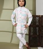 Pink embellished cotton kurta pajama set for boys party,wedding outfits traditional wear