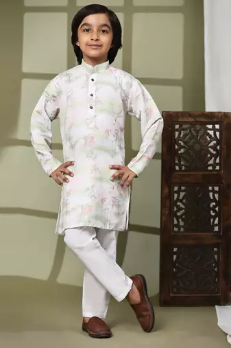 Green embellished cotton kurta pajama set for boys party,wedding outfits traditional wear