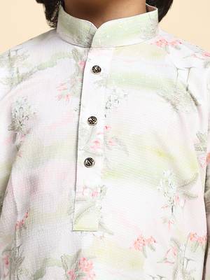 Green embellished cotton kurta pajama set for boys party,wedding outfits traditional wear 3