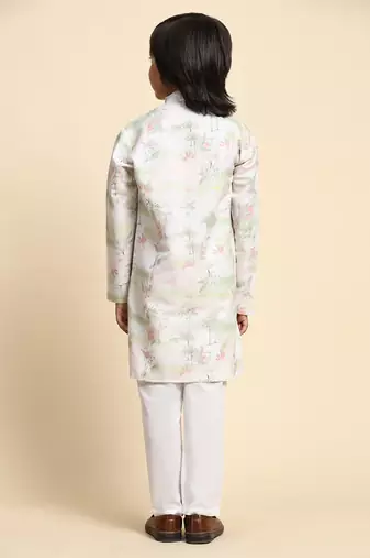 Green embellished cotton kurta pajama set for boys party,wedding outfits traditional wear