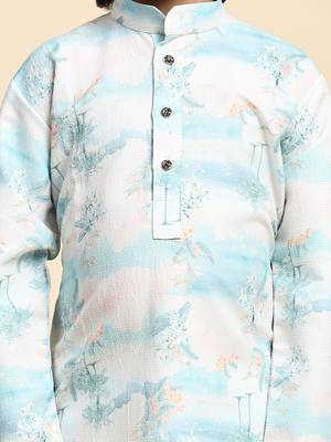 Blue embellished cotton kurta pajama set for boys party,wedding outfits traditional wear 3
