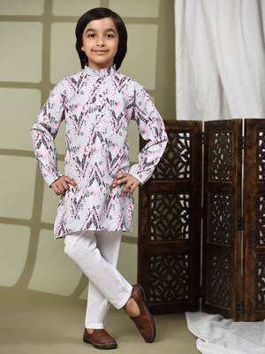 Pink embellished cotton kurta pajama set for boys party,wedding outfits traditional wear 1