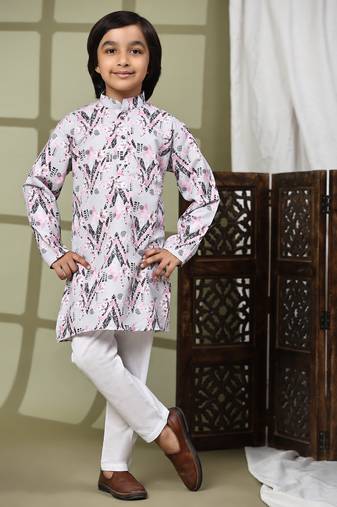 Pink embellished cotton kurta pajama set for boys party,wedding outfits traditional wear