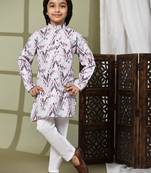 Pink embellished cotton kurta pajama set for boys party,wedding outfits traditional wear