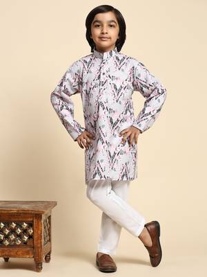 Pink embellished cotton kurta pajama set for boys party,wedding outfits traditional wear 2