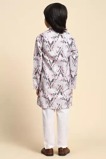 Pink embellished cotton kurta pajama set for boys party,wedding outfits traditional wear