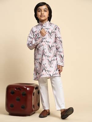 Peach embellished cotton kurta pajama set for boys party,wedding outfits traditional wear 2