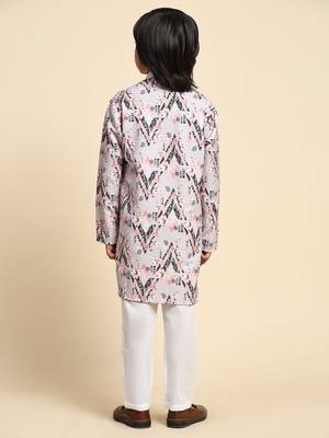 Peach embellished cotton kurta pajama set for boys party,wedding outfits traditional wear 3