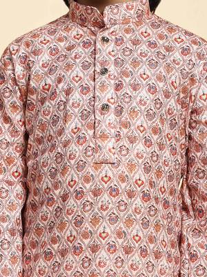Brown embellished cotton kurta pajama set for boys party,wedding outfits traditional wear 4