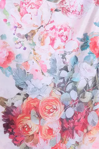 Off white floral print silk soft saree with zari border