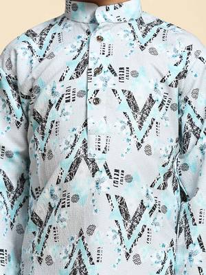 Blue embellished cotton kurta pajama set for boys party,wedding outfits traditional wear 4
