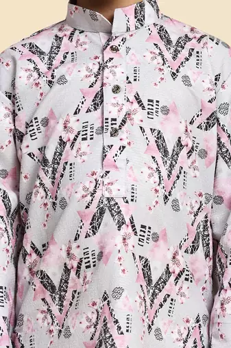 Pink embellished cotton kurta pajama set for boys party,wedding outfits traditional wear