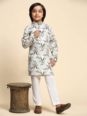 Yellow embellished cotton kurta pajama set for boys party,wedding outfits traditional wear 3
