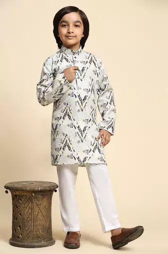 Yellow embellished cotton kurta pajama set for boys party,wedding outfits traditional wear