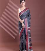 Black bandhani print silk soft saree