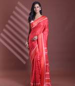 Red bandhani print silk soft saree