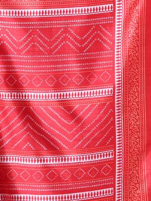 Red bandhani print silk soft saree 4