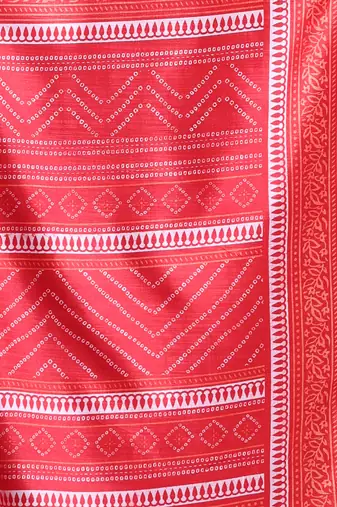 Red bandhani print silk soft saree