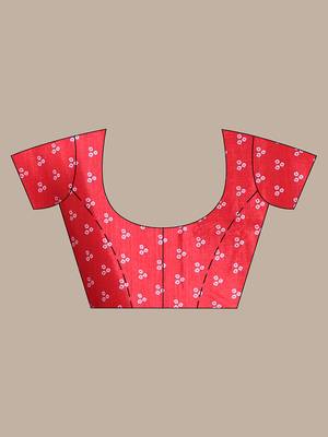 Red bandhani print silk soft saree 5